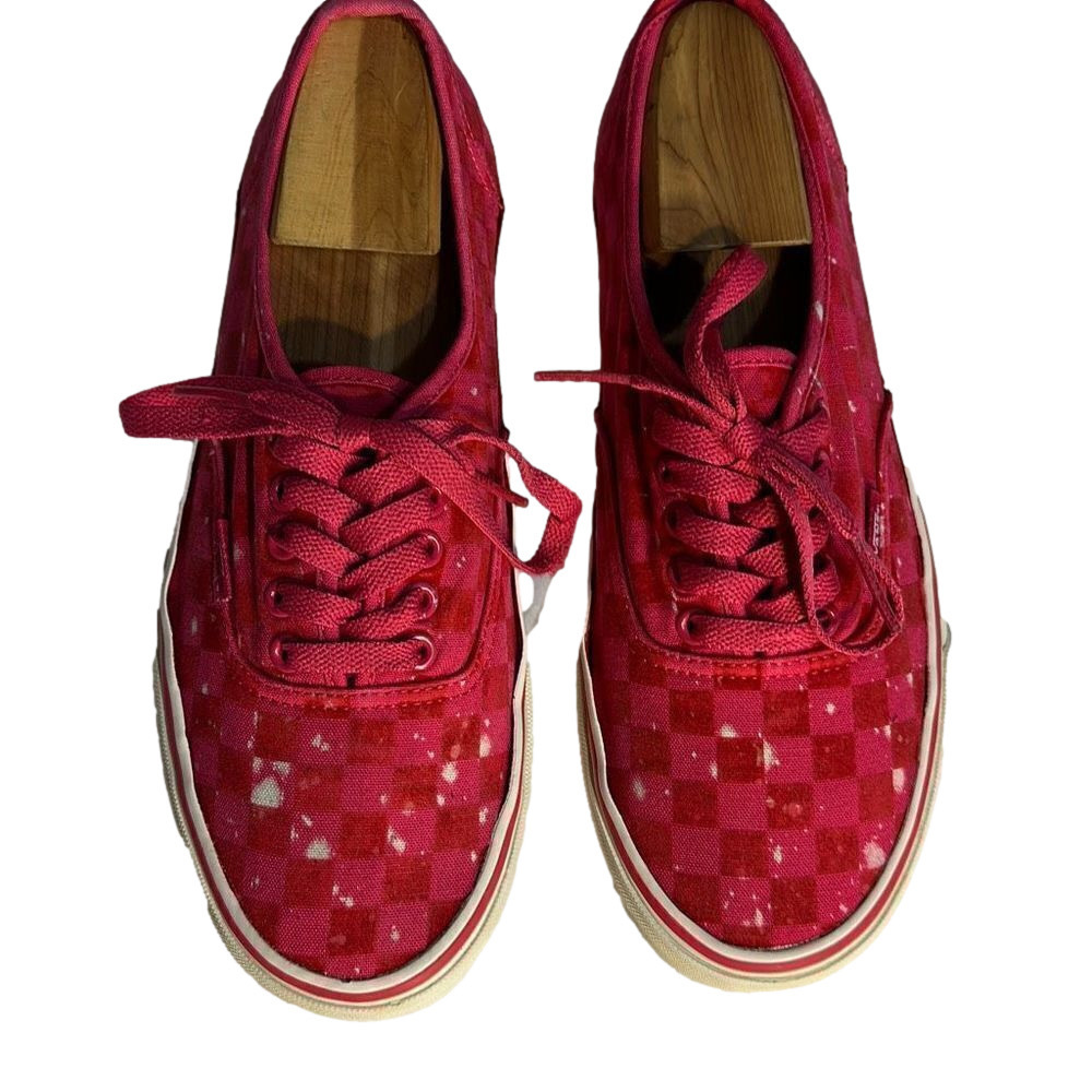 Vans Pink Checker board with Bleech spots Men’s 9, Women’s 10.5